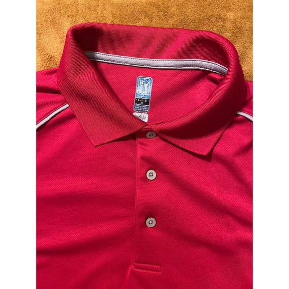 PGA Tour Men's Golf Polo Shirt Air Flux Short Sleeve Size- L Red & Black - Picture 3 of 7